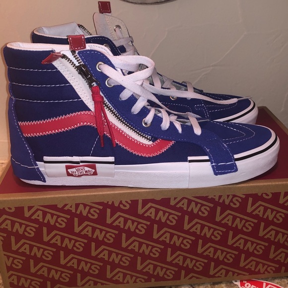 red and black checkered high top vans